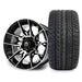 MODZ Chaos 14x7 Machined Black Wheel & X Comp Golf H/T Tire golf cart wheel and tire