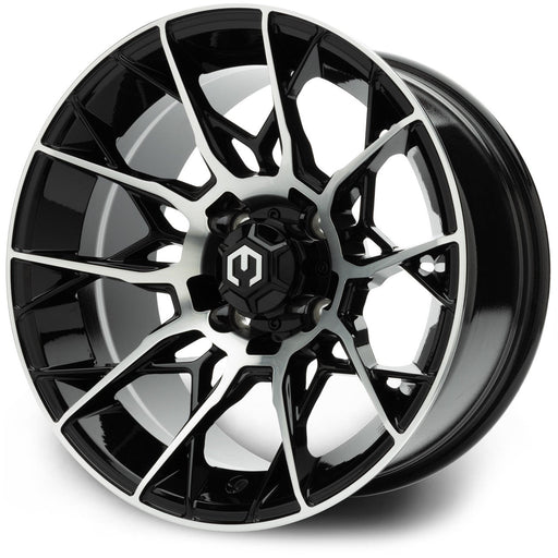 MODZ Chaos 14x7 Machined Black Wheel & X Comp Golf X/T Tire golf cart wheel and tire – view 2