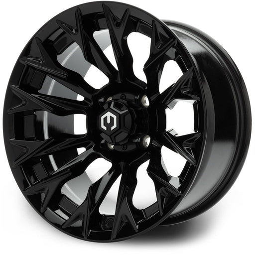 MODZ Falcon 14x7 Glossy Black Wheel & X Comp Golf A/T Tire golf cart wheel and tire – view 2