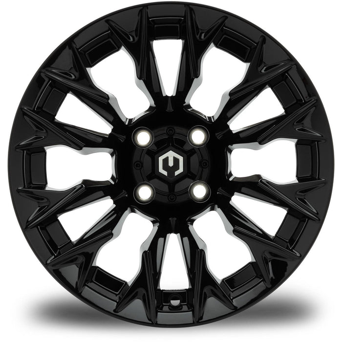 MODZ Falcon 14x7 Glossy Black Wheel & X Comp Golf A/T Tire golf cart wheel and tire – view 3
