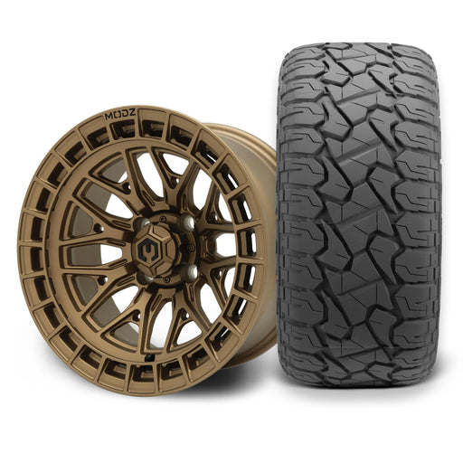 MODZ Torrent 14x7 Matte Bronze Wheel & X Comp Golf X/T Tire Package golf cart wheel and tire