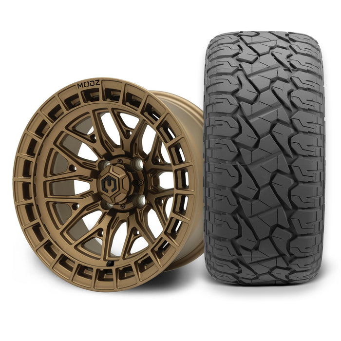 MODZ Torrent 14x7 Matte Bronze Wheel & X Comp Golf X/T Tire Package golf cart wheel and tire