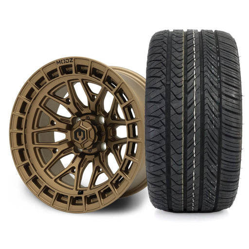 MODZ Torrent 14x7 Matte Bronze Wheel & X Comp Golf H/T Tire Package golf cart wheel and tire