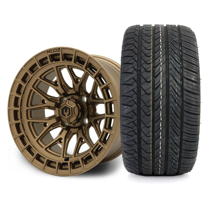 MODZ Torrent 14x7 Matte Bronze Wheel & X Comp Golf H/T Tire Package golf cart wheel and tire