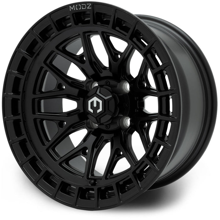 MODZ Torrent 14x7 Matte Black Wheel & X Comp Golf A/T Tire Package golf cart wheel and tire – view 2