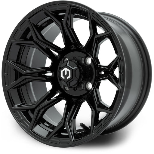 MODZ Halo 14x7 Glossy Black Golf Cart Wheel