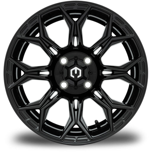 MODZ Halo 14x7 Glossy Black Wheel & X Comp Golf X/T Tire golf cart wheel and tire – view 2