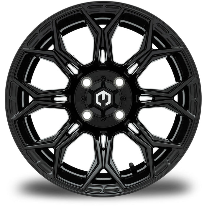MODZ Halo 14x7 Glossy Black Wheel & X Comp Golf A/T Tire golf cart wheel and tire – view 2