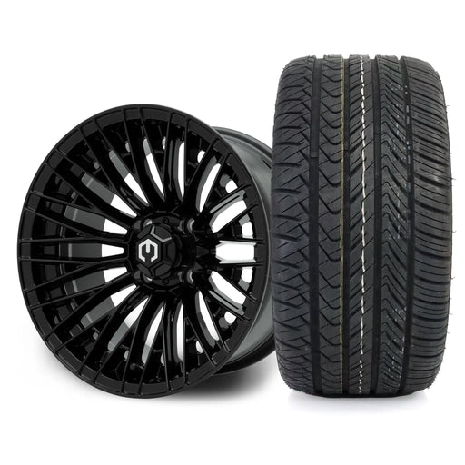 MODZ Reaper 14x7 Glossy Black Wheel & X Comp Golf H/T Tire golf cart wheel and tire