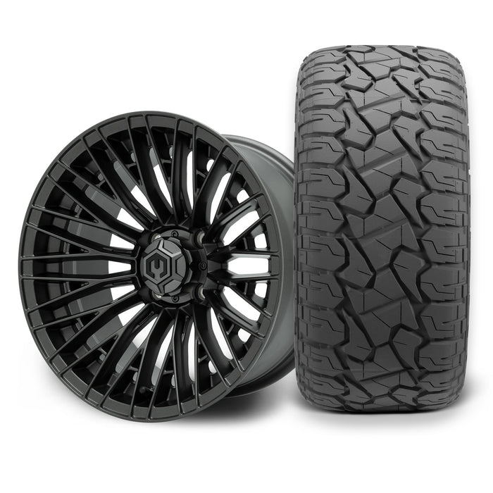 MODZ Reaper 14x7 Titanium Gunmetal Wheel & X Comp Golf X/T Tire golf cart wheel and tire