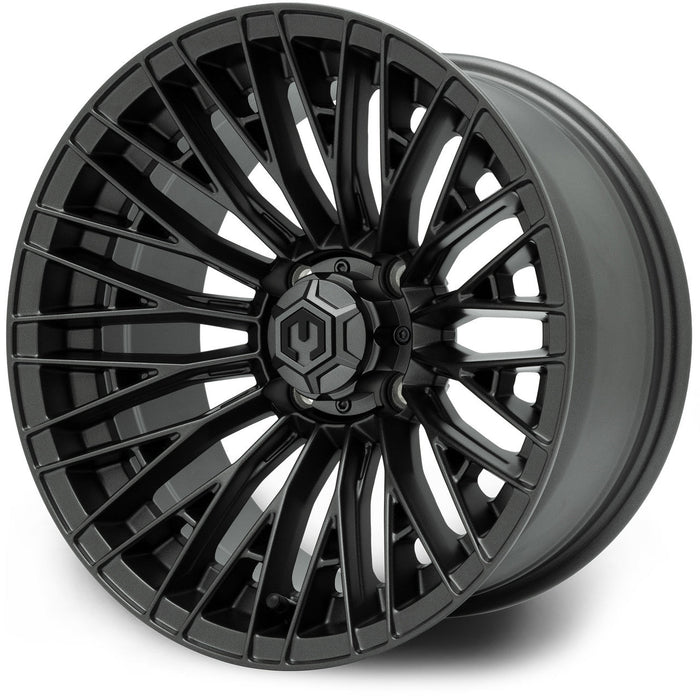 MODZ Reaper 14x7 Titanium Gunmetal Wheel & X Comp Golf A/T Tire golf cart wheel and tire – view 3