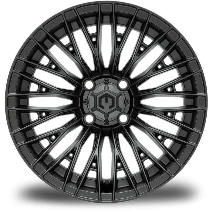 MODZ Reaper 14x7 Titanium Gunmetal Wheel & X Comp Golf H/T Tire golf cart wheel and tire – view 2