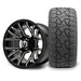 MODZ Matrix 12x7 Glossy Black with Ball Mill Wheel & X Comp Golf X/T Tire golf cart wheel and tire