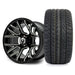 MODZ Matrix 12x7 Glossy Black with Ball Mill Wheel & X Comp Golf H/T Tire golf cart wheel and tire