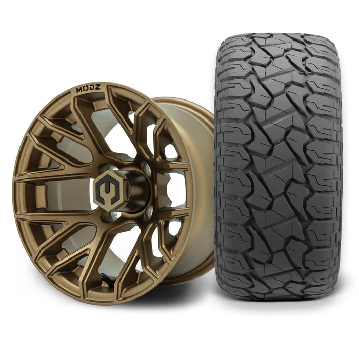 MODZ Matrix 12x7 Matte Bronze Wheel & X Comp Golf X/T Tire golf cart wheel and tire
