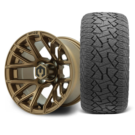 MODZ Matrix 12x7 Matte Bronze Wheel & X Comp Golf A/T Tire golf cart wheel and tire