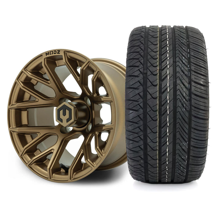 MODZ Matrix 12x7 Matte Bronze Wheel & X Comp Golf H/T Tire golf cart wheel and tire