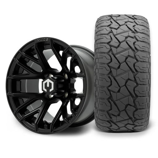 MODZ Matrix 12x7 Matte Black Wheel & X Comp Golf X/T Tire golf cart wheel and tire