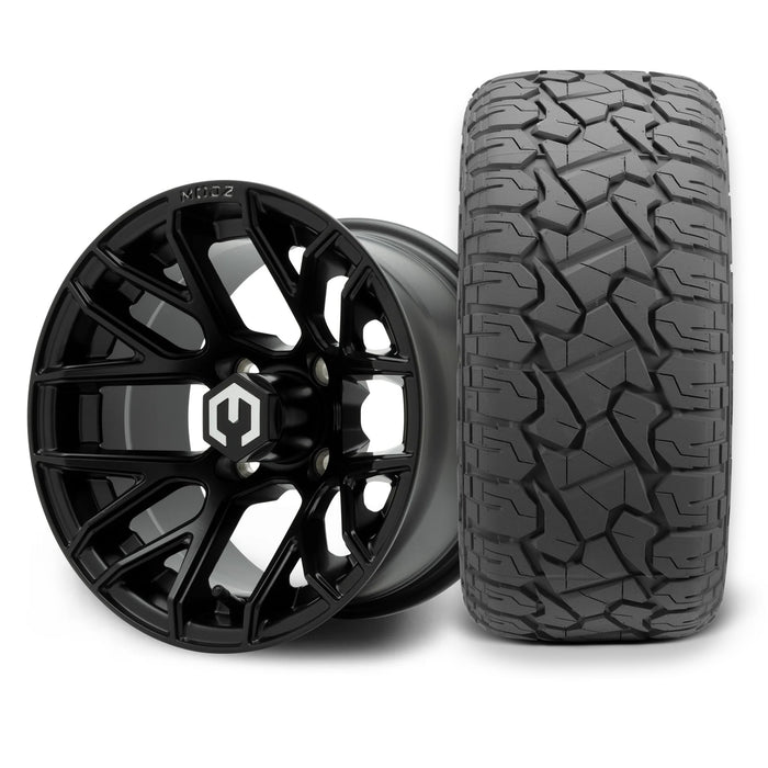 MODZ Matrix 12x7 Matte Black Wheel & X Comp Golf X/T Tire golf cart wheel and tire