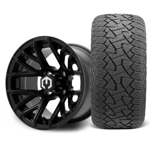 MODZ Matrix 12x7 Matte Black Wheel & X Comp Golf A/T Tire golf cart wheel and tire