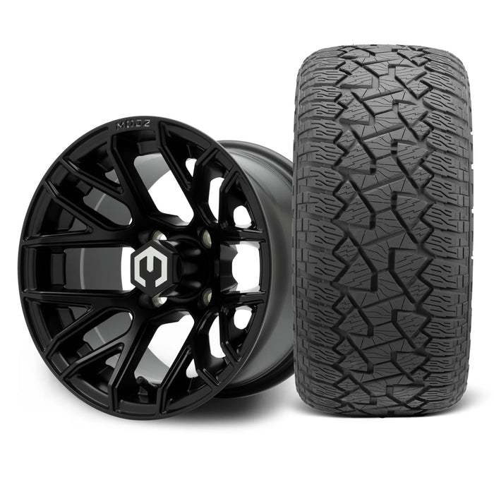 MODZ Matrix 12x7 Matte Black Wheel & X Comp Golf A/T Tire golf cart wheel and tire