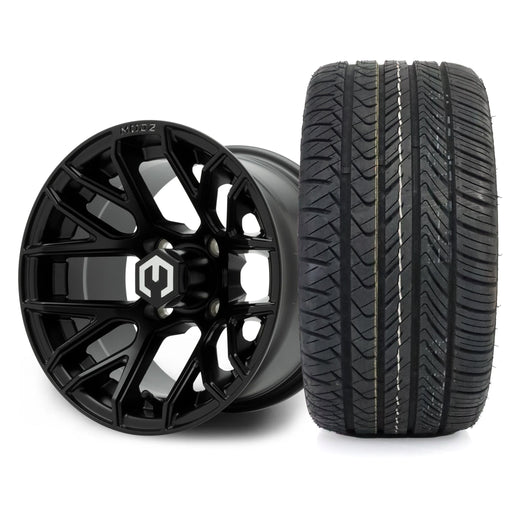 MODZ Matrix 12x7 Matte Black Wheel & X Comp Golf H/T Tire golf cart wheel and tire