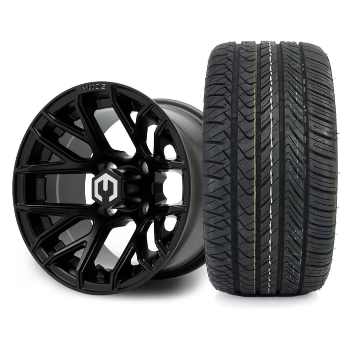 MODZ Matrix 12x7 Matte Black Wheel & X Comp Golf H/T Tire golf cart wheel and tire
