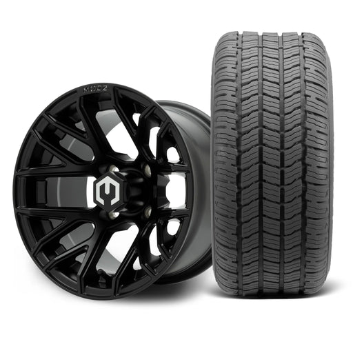MODZ Matrix 12x7 Matte Black Wheel & Gladiator A/P Tire golf cart wheel and tire