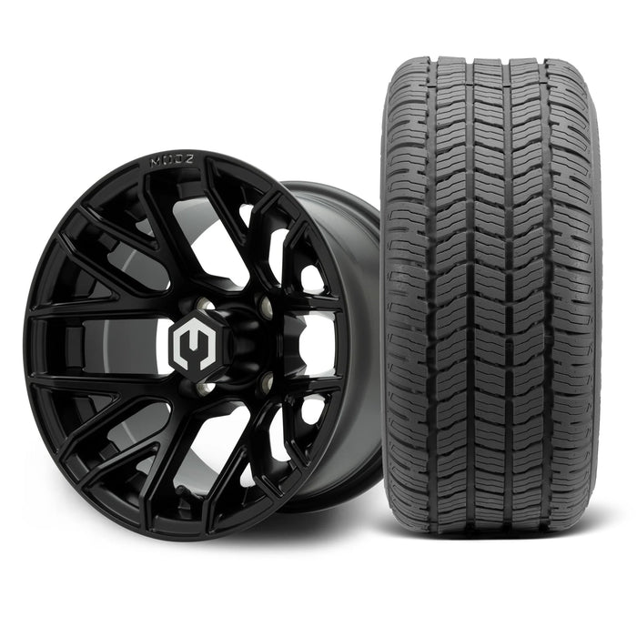 MODZ Matrix 12x7 Matte Black Wheel & Gladiator A/P Tire golf cart wheel and tire