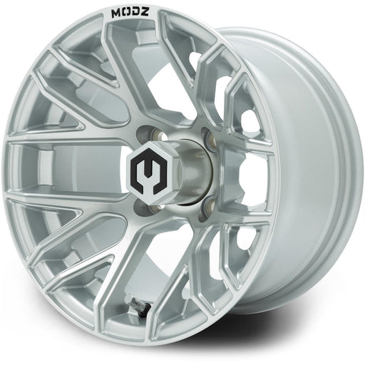 MODZ Matrix 12x7 Silver Wheel & X Comp Golf X/T Tire golf cart wheel and tire – view 2