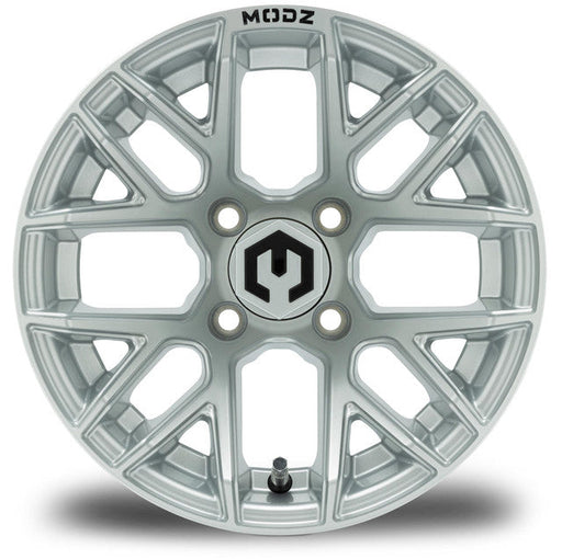 MODZ Matrix 12x7 Silver Wheel & Gladiator A/P Tire golf cart wheel and tire – view 2