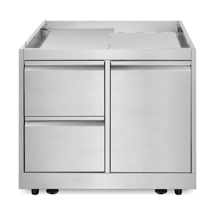Cosmo 32 in. Newport Collection Grill Cabinet, Drawers, Propane Tank Mount, Soft Roll Casters, Stainless Steel Frame front view