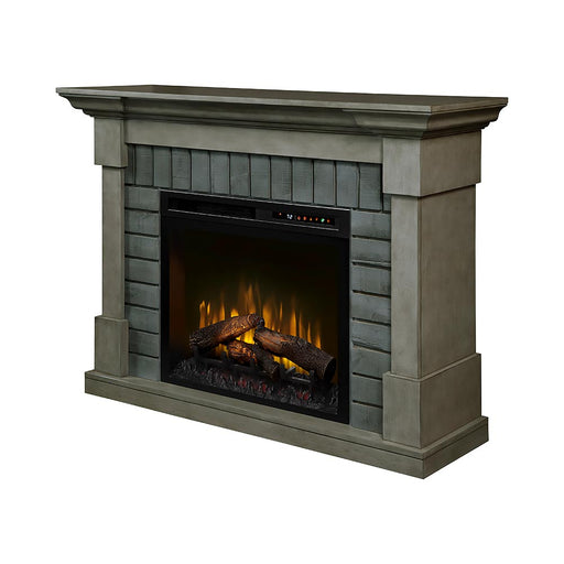Royce Electric Fireplace Mantel Package in Smoke Stack Grey - front view