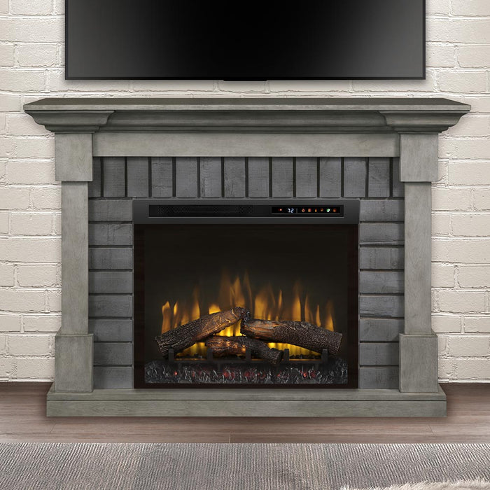 Royce Electric Fireplace Mantel Package in Smoke Stack Grey Dimplex