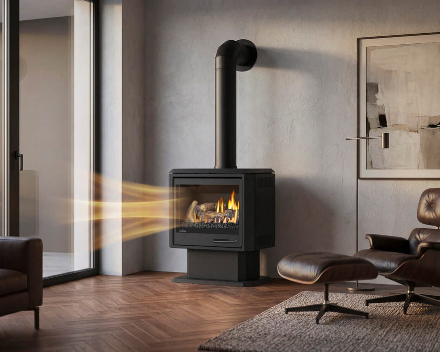 Napoleon Havelock Elite gas stove built-in blower distributes heat