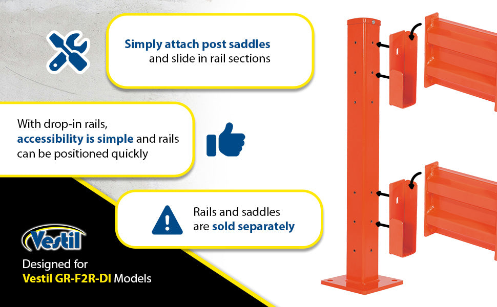 Vestil GR-F2R-DI-TP42-OR steel rigid tube post drop in style feature overview 3