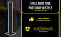 Vestil GR-F3R-BO-TP42-BK steel rigid tube post bolt on style feature overview 1