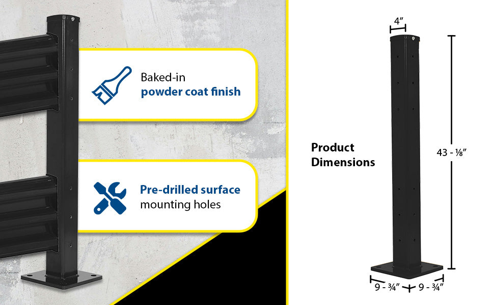 Vestil GR-F3R-BO-TP42-BK steel rigid tube post bolt on style feature overview 3