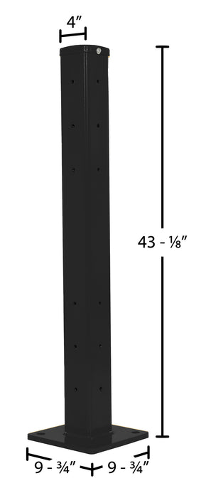 Vestil GR-F3R-BO-TP42-BK steel rigid tube post bolt on style dimensions diagram