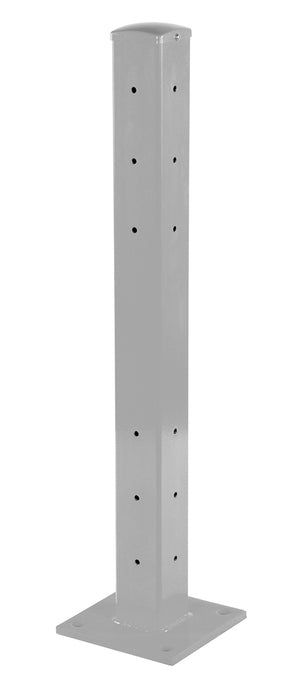 Vestil GR-F3R-BO-TP42-SL Steel Rigid Tube Post Bolt On Style 3-1/24 in. For 3 Ribbed Bolt On Style Guard Rails Silver Lining