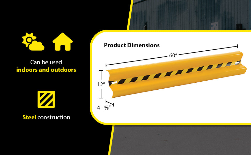 Vestil GR-H2R-BO-5-YL steel straight guard rail feature overview 1