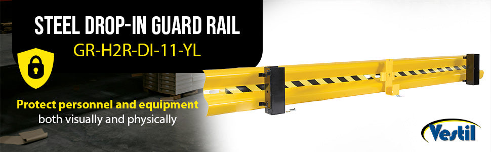 Vestil GR-H2R-DI-11-YL steel drop in guard rail feature overview 3