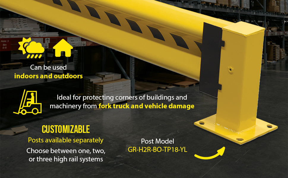 Vestil GR-H2R-DI-11-YL steel drop in guard rail feature overview 4
