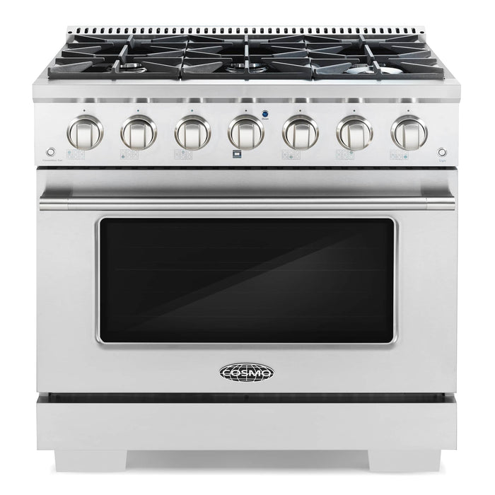 Cosmo 4-Piece Appliance Package - 30-Inch Gas Range, Wine Cooler, Dishwasher and Refrigerator with Water Dispenser in Stainless Steel (COS-4PKG-637) Cosmo