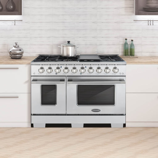 Cosmo 48-Inch 5.5 Cu. Ft. Double Oven Gas Range with 8 Italian Burners in Stainless Steel (COS-GRP486G) Cosmo