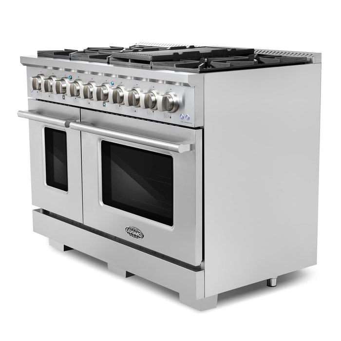 Cosmo 48-Inch 5.5 Cu. Ft. Double Oven Gas Range with 8 Italian Burners in Stainless Steel (COS-GRP486G) Cosmo