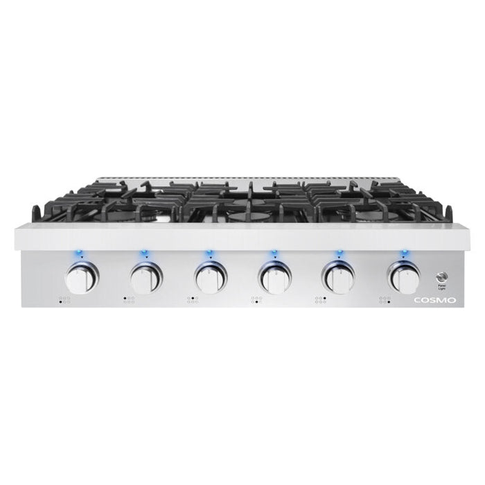Cosmo 36-Inch Slide-In Counter Gas Cooktop with 6 Burners in Stainless Steel (COS-GRT366) Cosmo