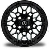 MODZ Galaxy 12x7 Glossy Black Wheel & X Comp Golf H/T Tire golf cart wheel and tire – view 3