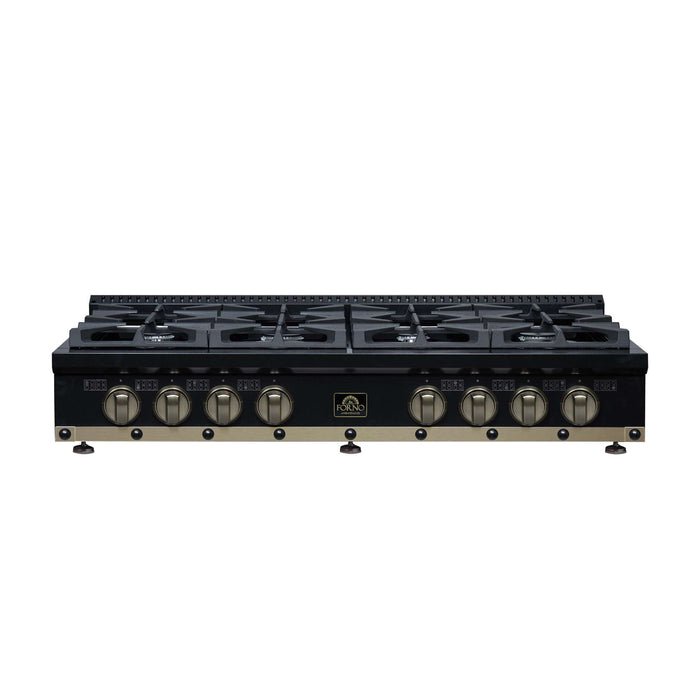 Forno Ambassador 48-inch gas cooktop in black front view