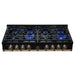 Forno Ambassador 48-inch gas cooktop in black top and front view